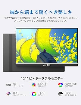 未開封　arzopa ポータブルモニター 16.1インチ Amazon.co.jp: ARZOPA ポータブルモニター 16.1インチ 100